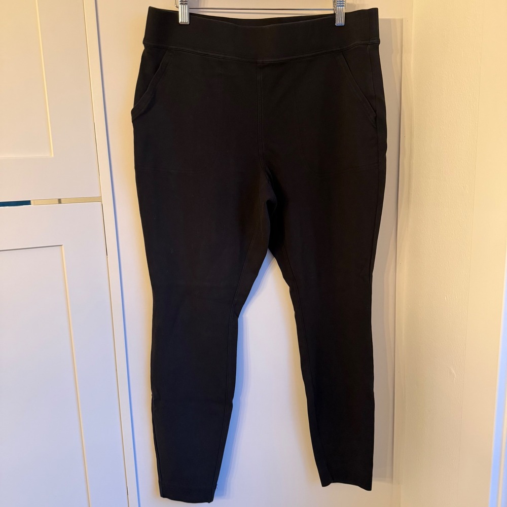 Duluth Trading Co Black Knit Leggings Women's L High Rise Pockets Cotton Spandex
